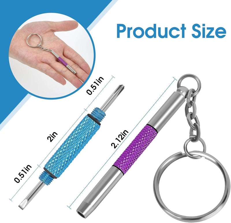 UNEAK - Eyeglass Screwdriver Repair Kit Blue & Purple Precision 3 in 1 Mini Screwdrivers Set Keychain Glasses, Sunglasses, Sunglass, Watch, Electronics, Eyeglasses, Flat Head, Phillips, Hex - Image 2
